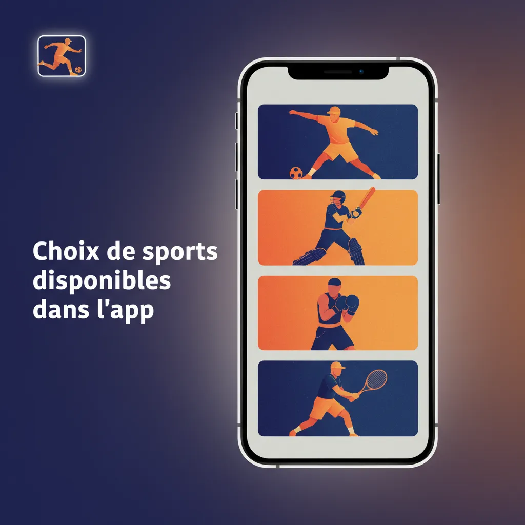 Écran d’app listant des sports et ligues pour parier: football, basket, tennis, handball, volley, MMA, boxe, rugby, eSports