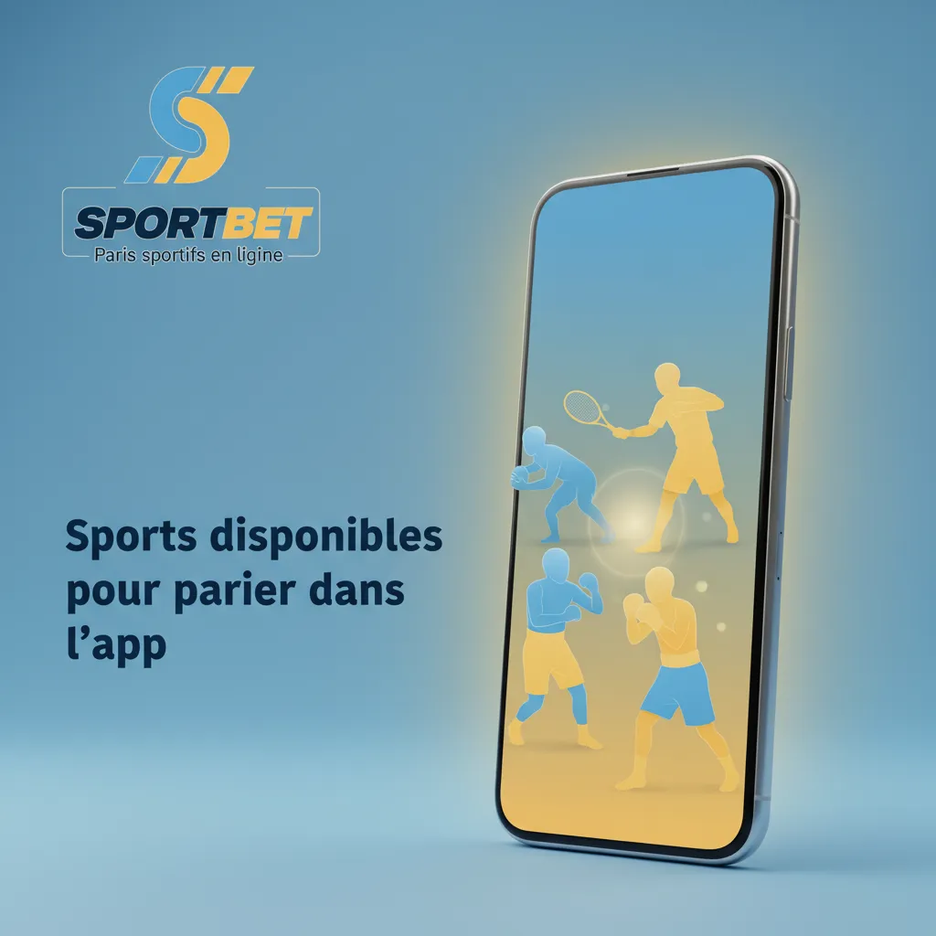 Écran de l’app listant les sports pour parier: football, basket, tennis, volley, hand, MMA, eSports; paris live et pré-match.