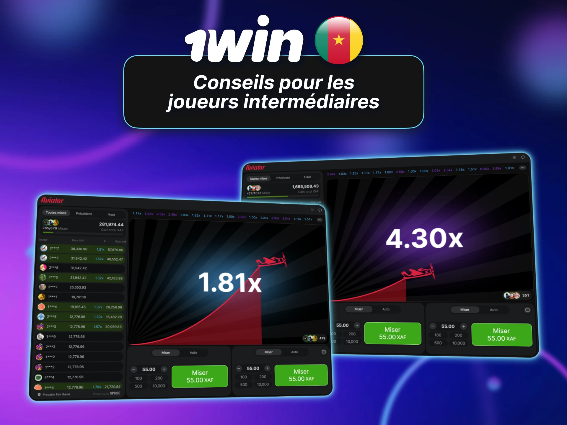 Joueurs intermédiaires d’Aviator 1win Cameroun améliorent leurs stratégies de mise.