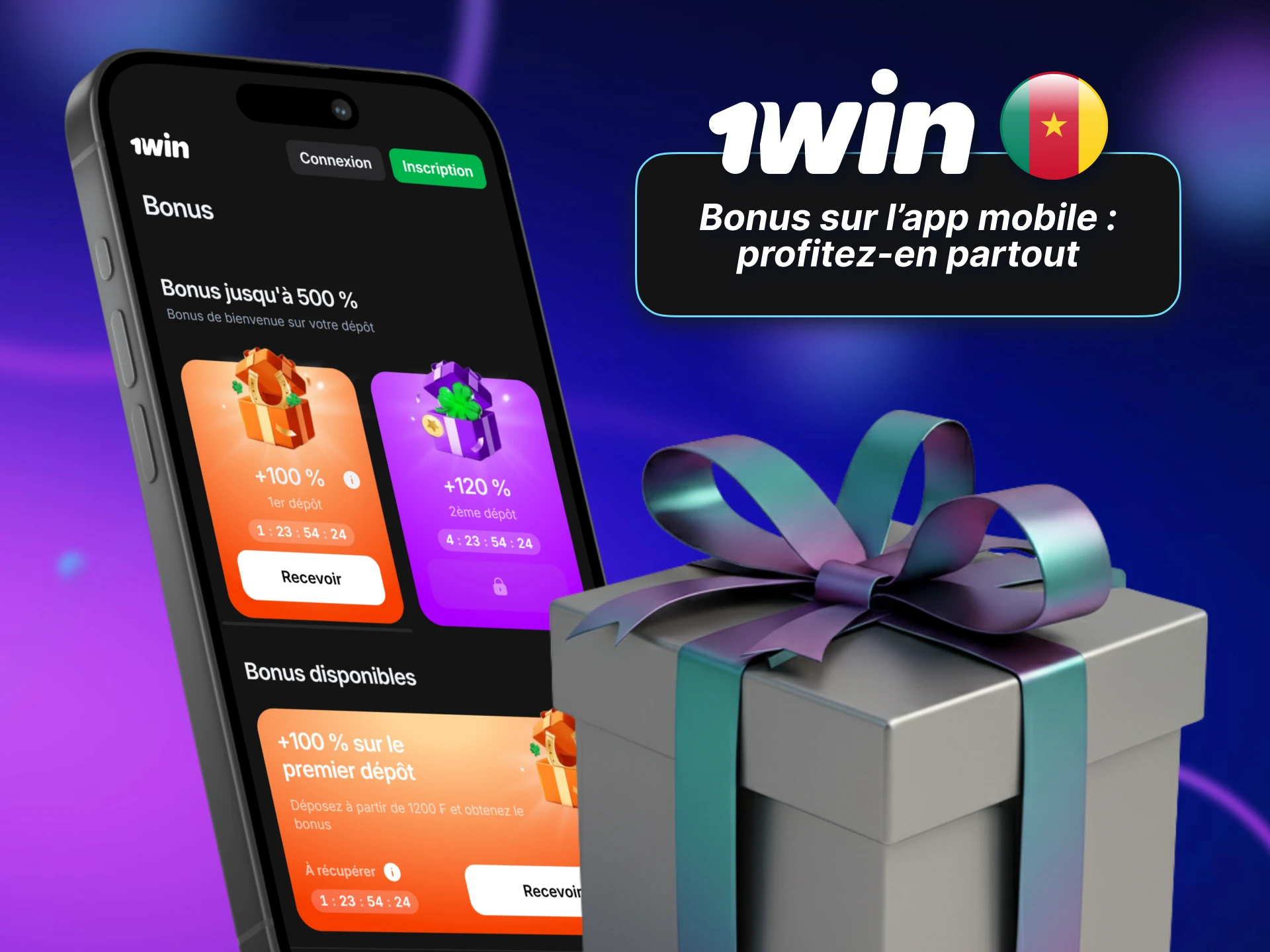 Profitez du bonus 1win sur l’application mobile partout au Cameroun.