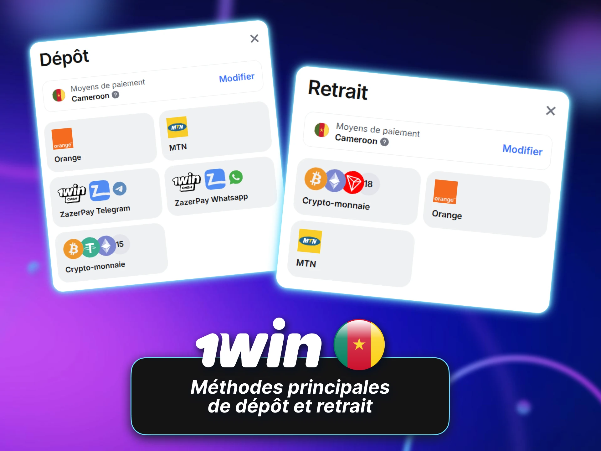 Découvrez les principales méthodes de dépôt et de retrait sur 1win.