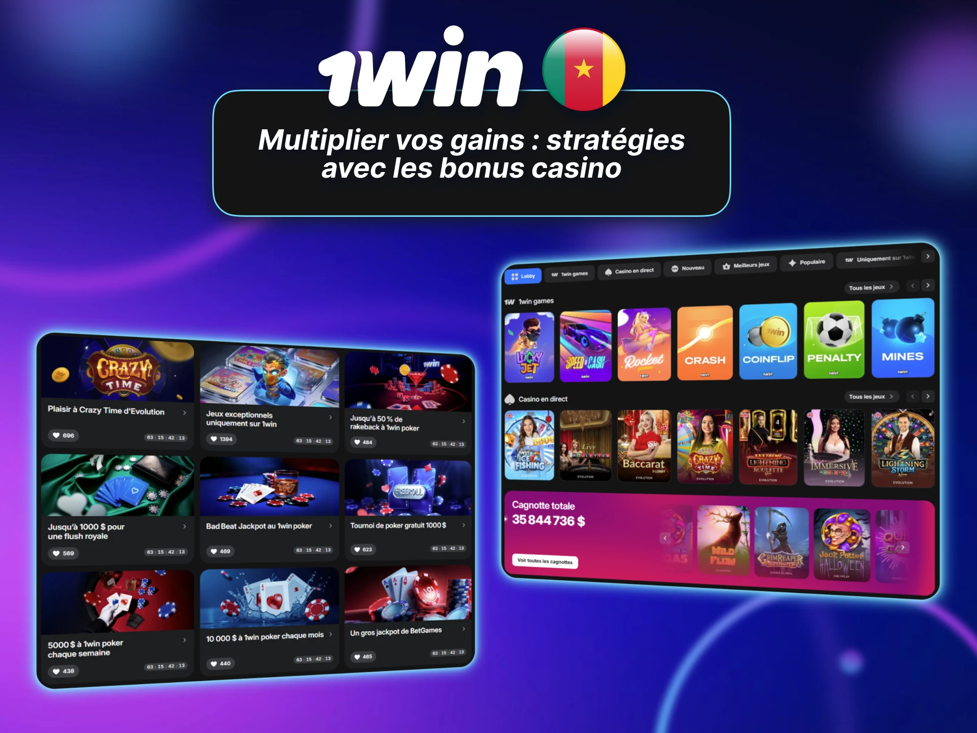 Avec 1win Cameroun, multipliez vos gains grâce aux bonus de casino.