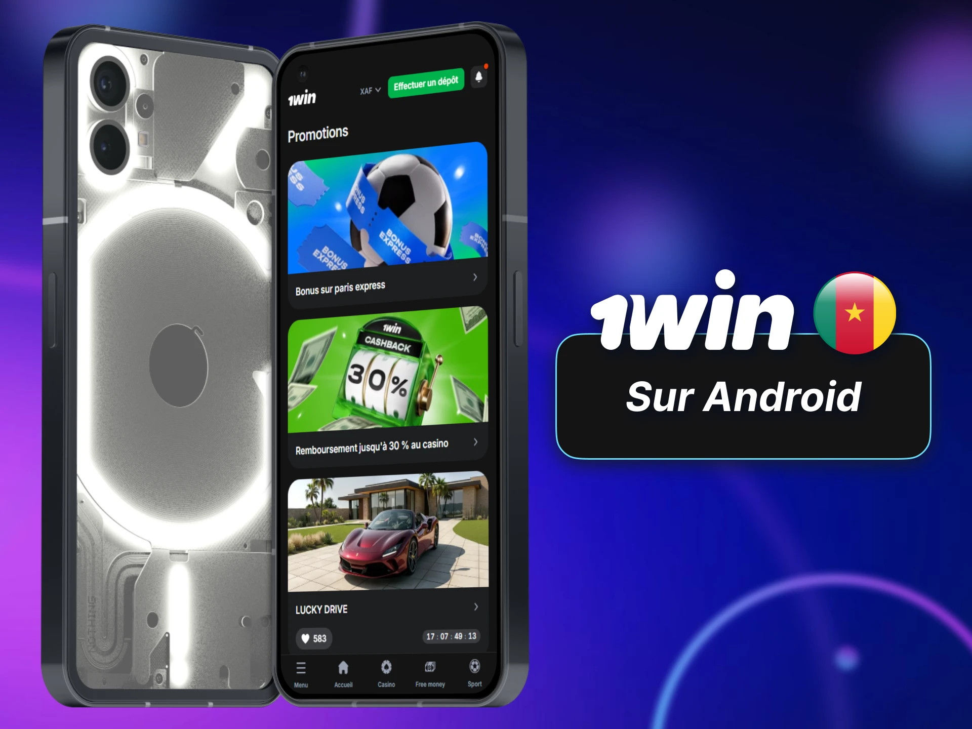 Les utilisateurs Android au Cameroun profitent du code promo 1win exclusif.