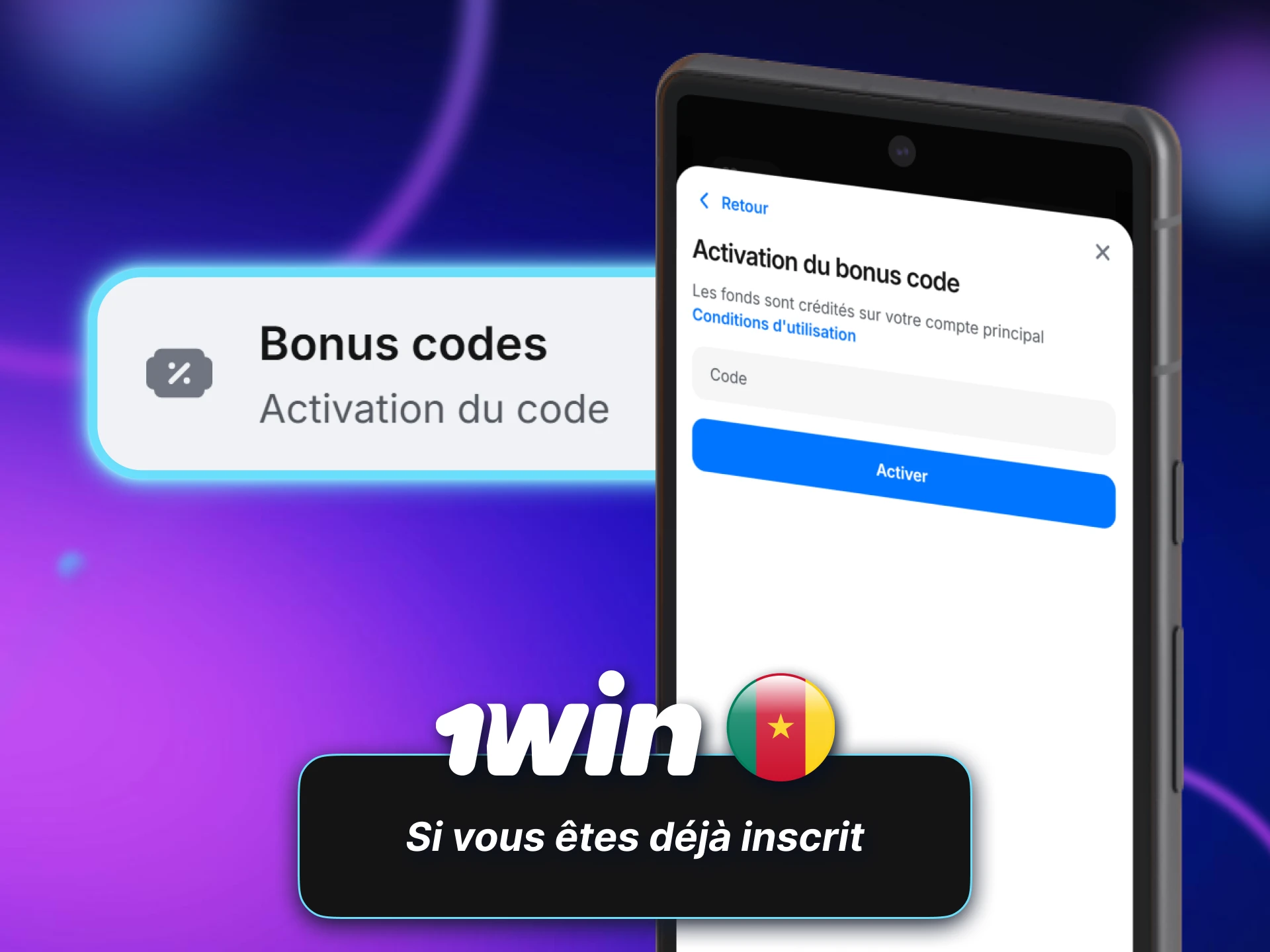 Les joueurs déjà inscrits sur 1win Cameroun peuvent réutiliser leur code promo.
