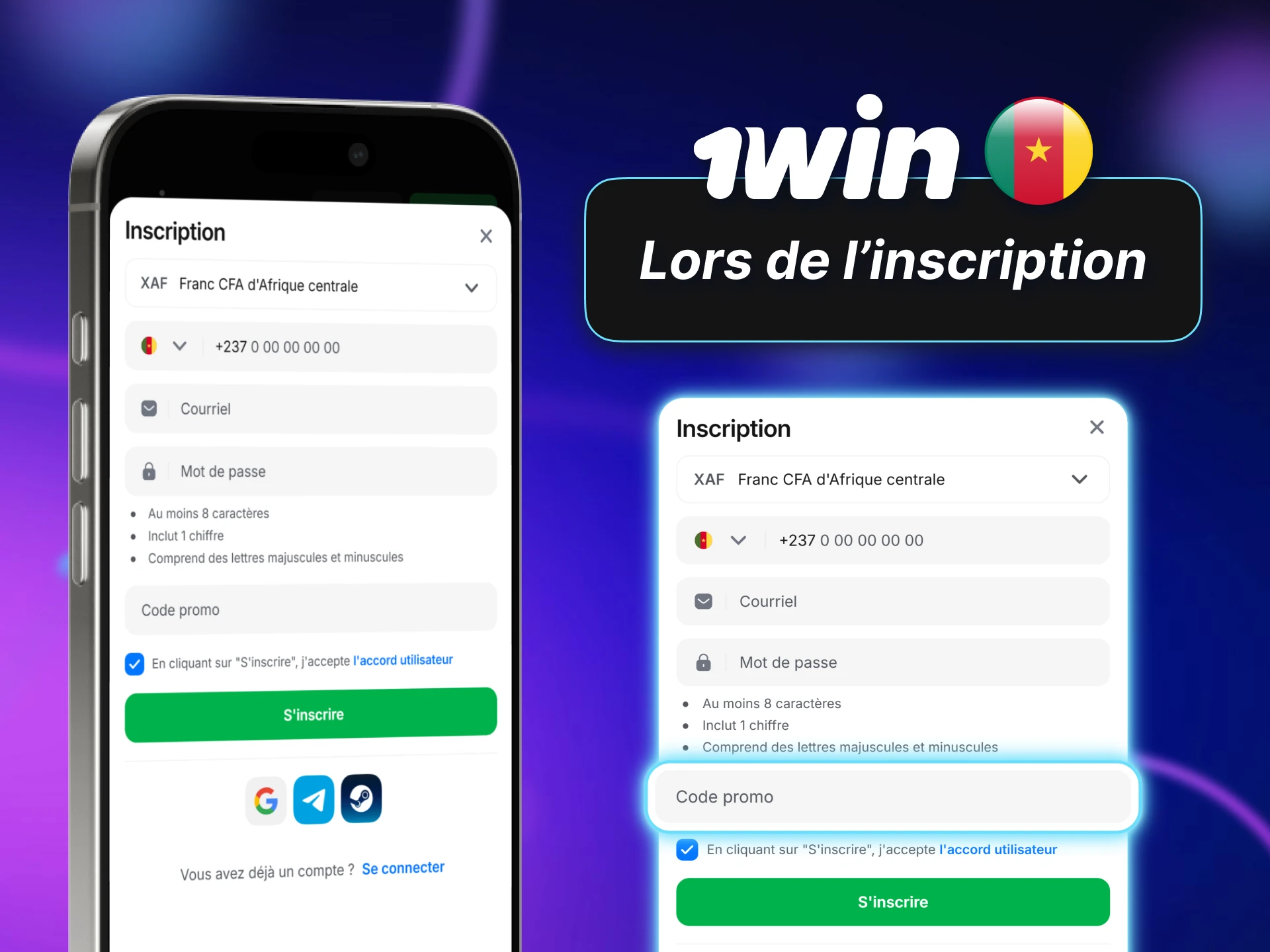 Saisissez votre code promo 1win lors de l’inscription pour obtenir un bonus.