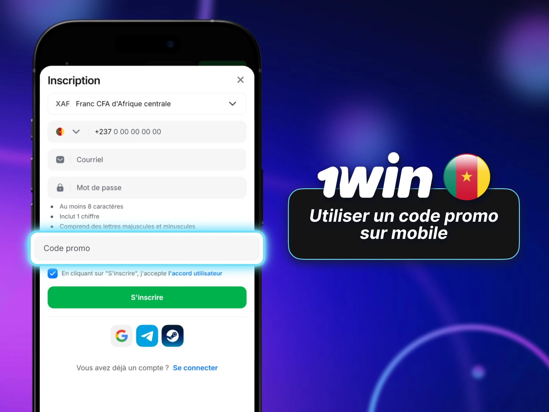 Utilisez un code promo 1win sur mobile pour obtenir des récompenses.