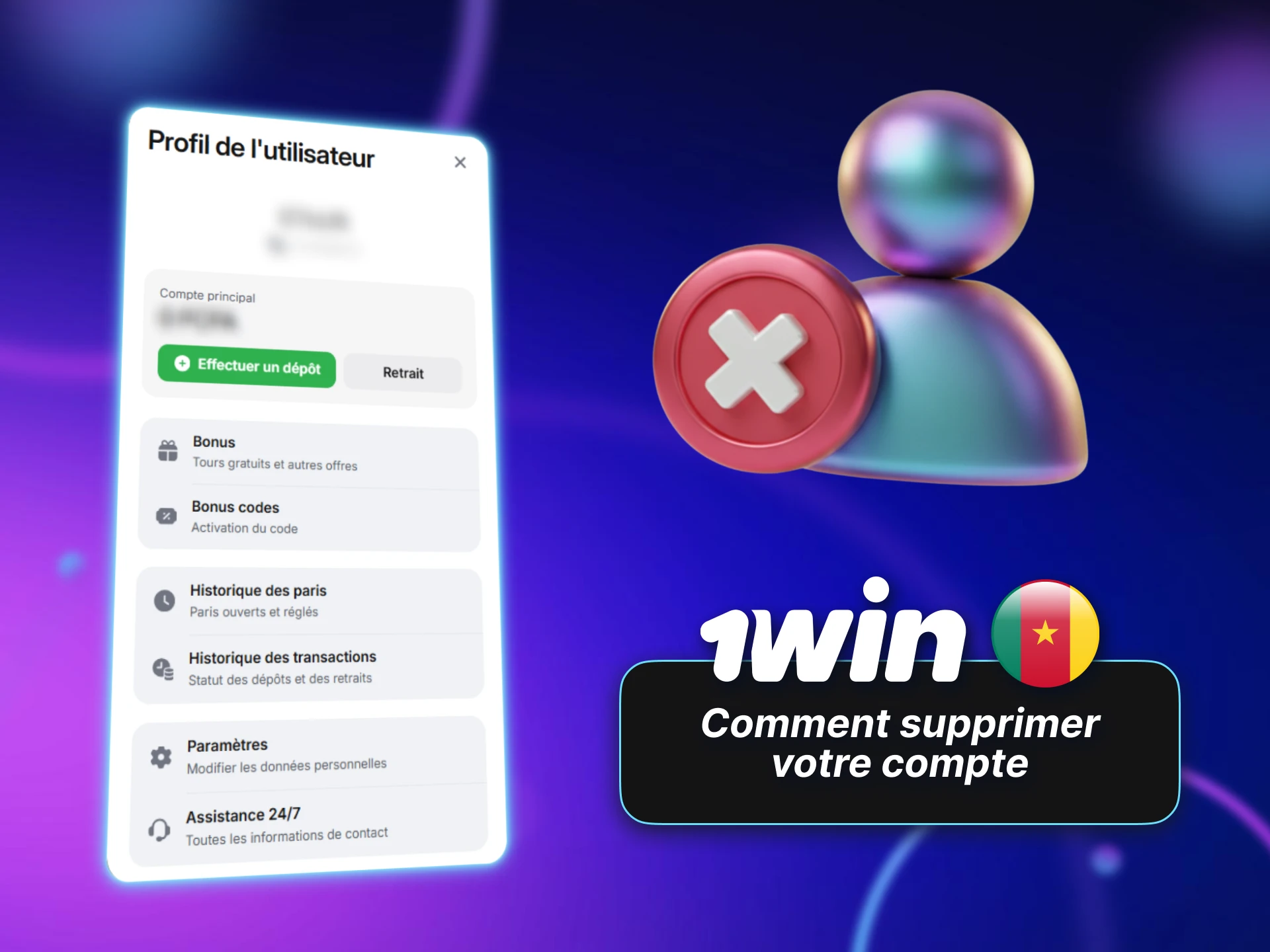 Supprimez facilement votre compte 1win depuis le site officiel.