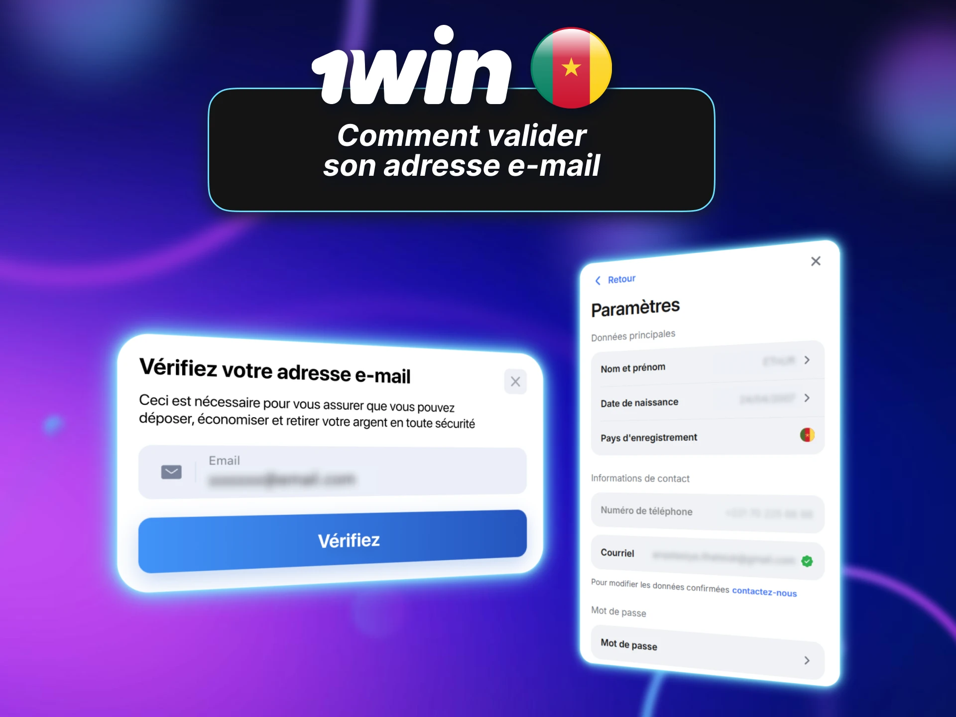 Validez votre adresse e-mail sur votre compte 1win en ligne.
