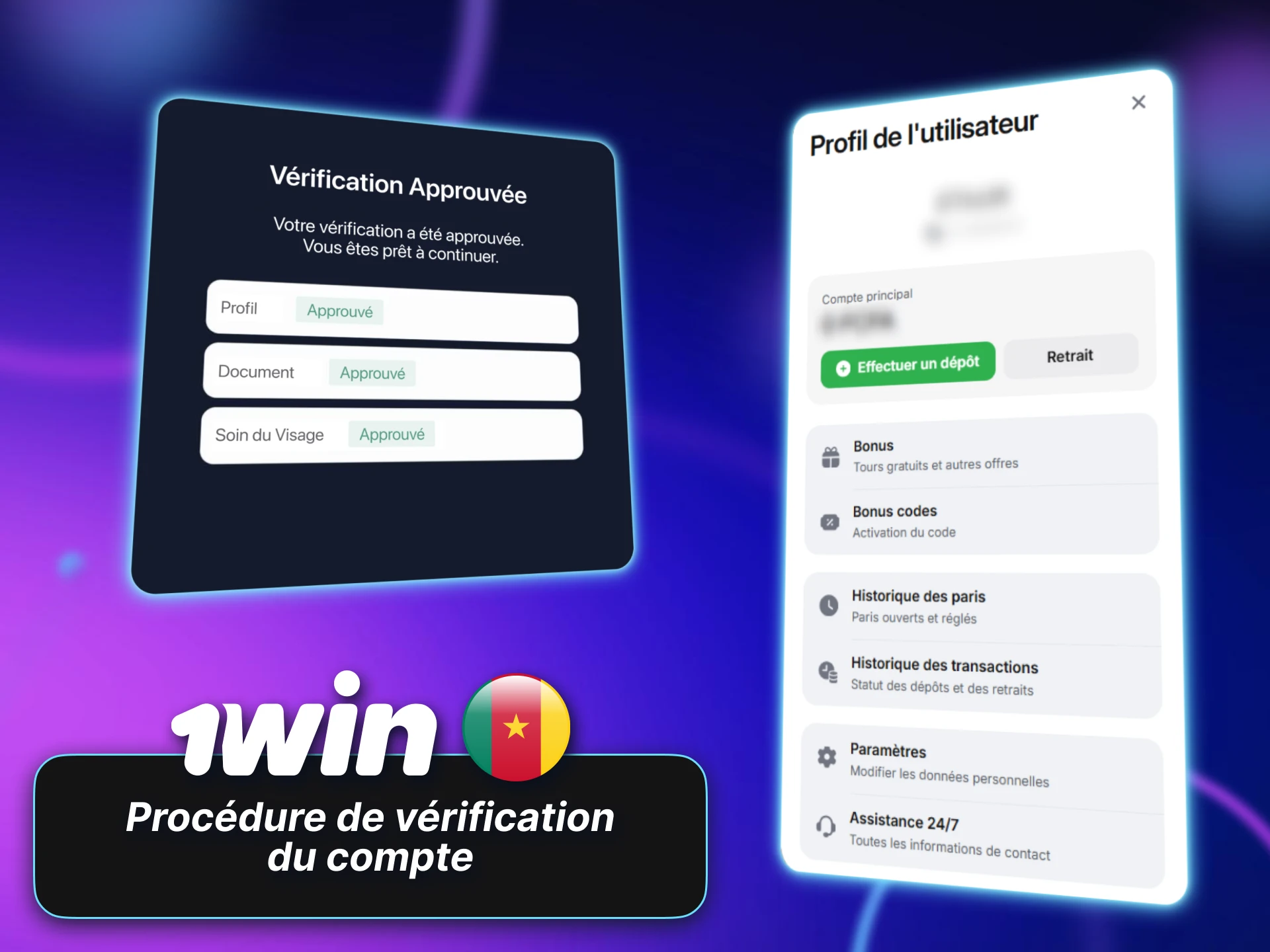 La procédure de vérification du compte 1win protège les joueurs du Cameroun.