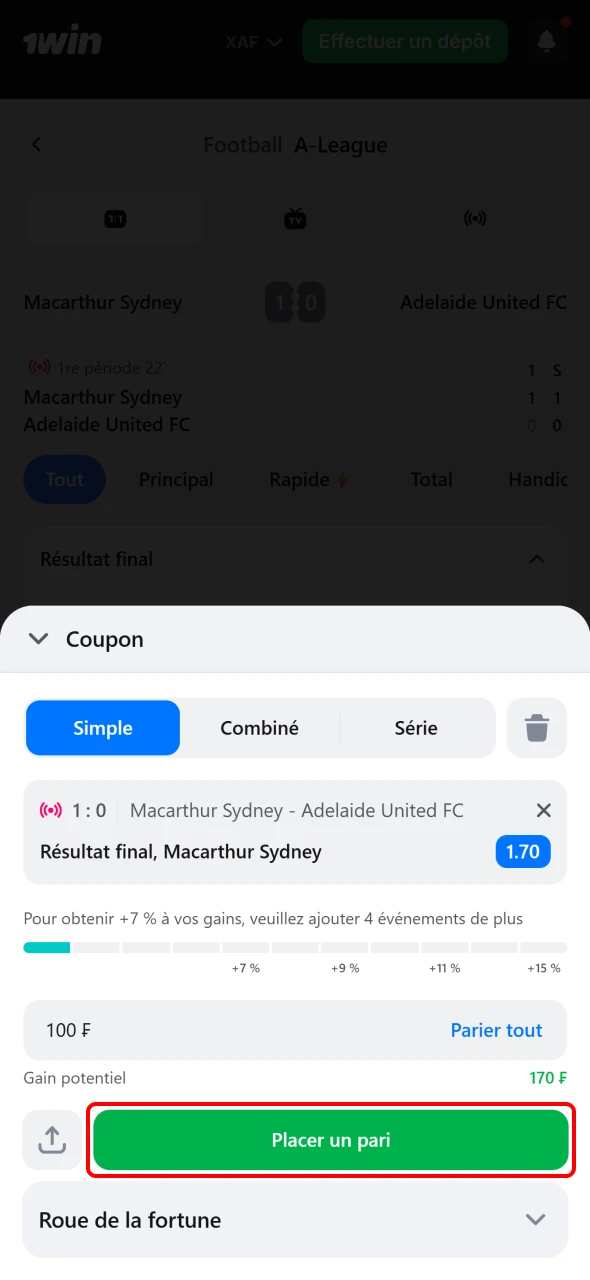 Validez votre pari et commencez à jouer sur 1win Cameroun.