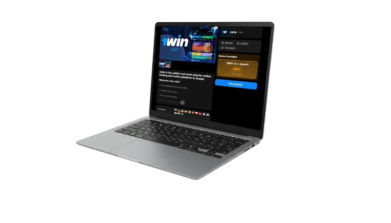 Visuel 1win pour PC/Mac: appli gratuite Windows et macOS, casino en direct, roulette, machines à sous, paris sportifs