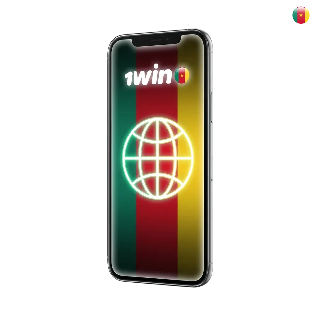 1win mobile app interface showing sports betting and casino games on smartphone for Cameroon users