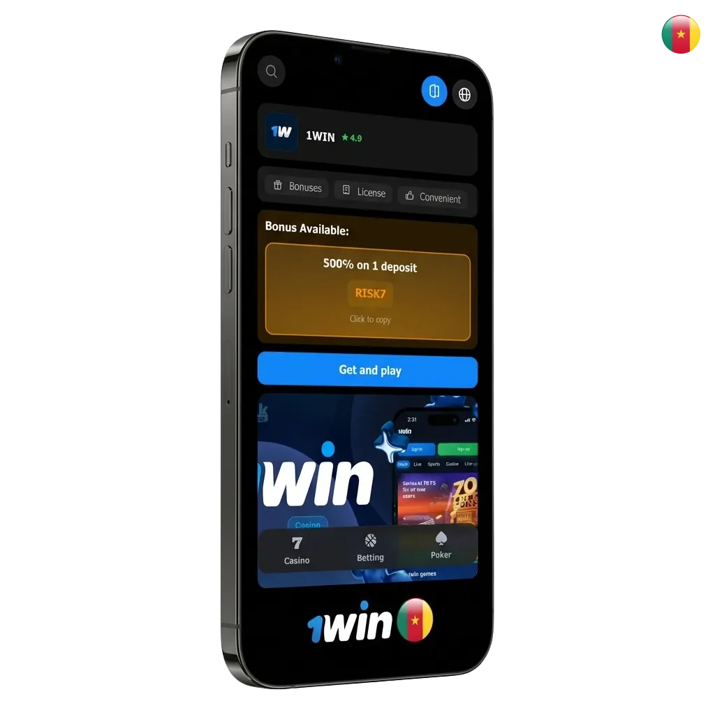 1win iOS app offering casino games and sports betting for Cameroon users with XAF currency support
