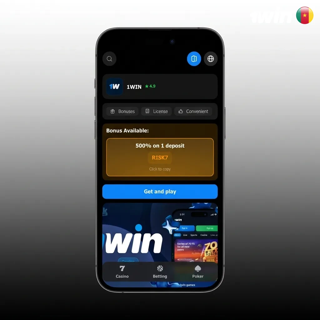 1win app showing mobile-optimized interface with sports betting, casino games, and menu navigation on smartphone screen
