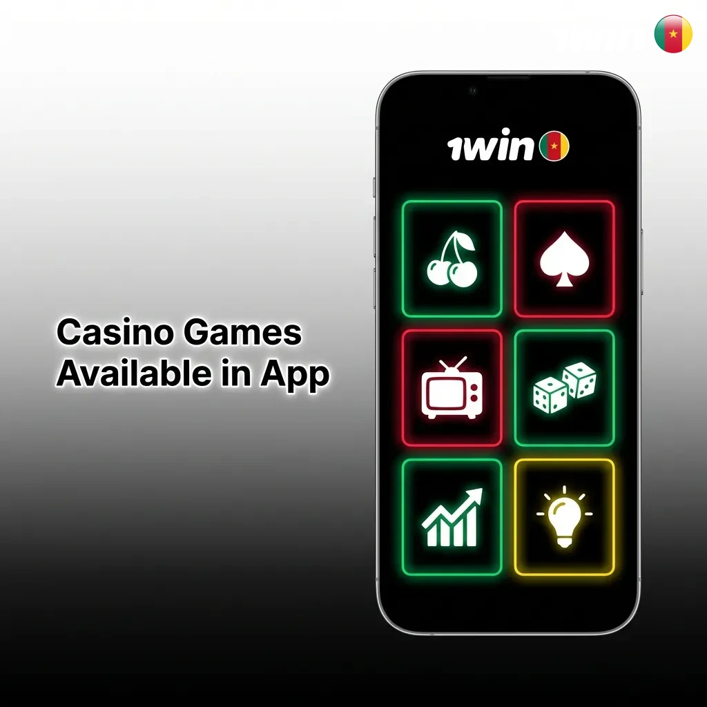 1win casino app displaying variety of slots, table games, and live dealer options with game thumbnails