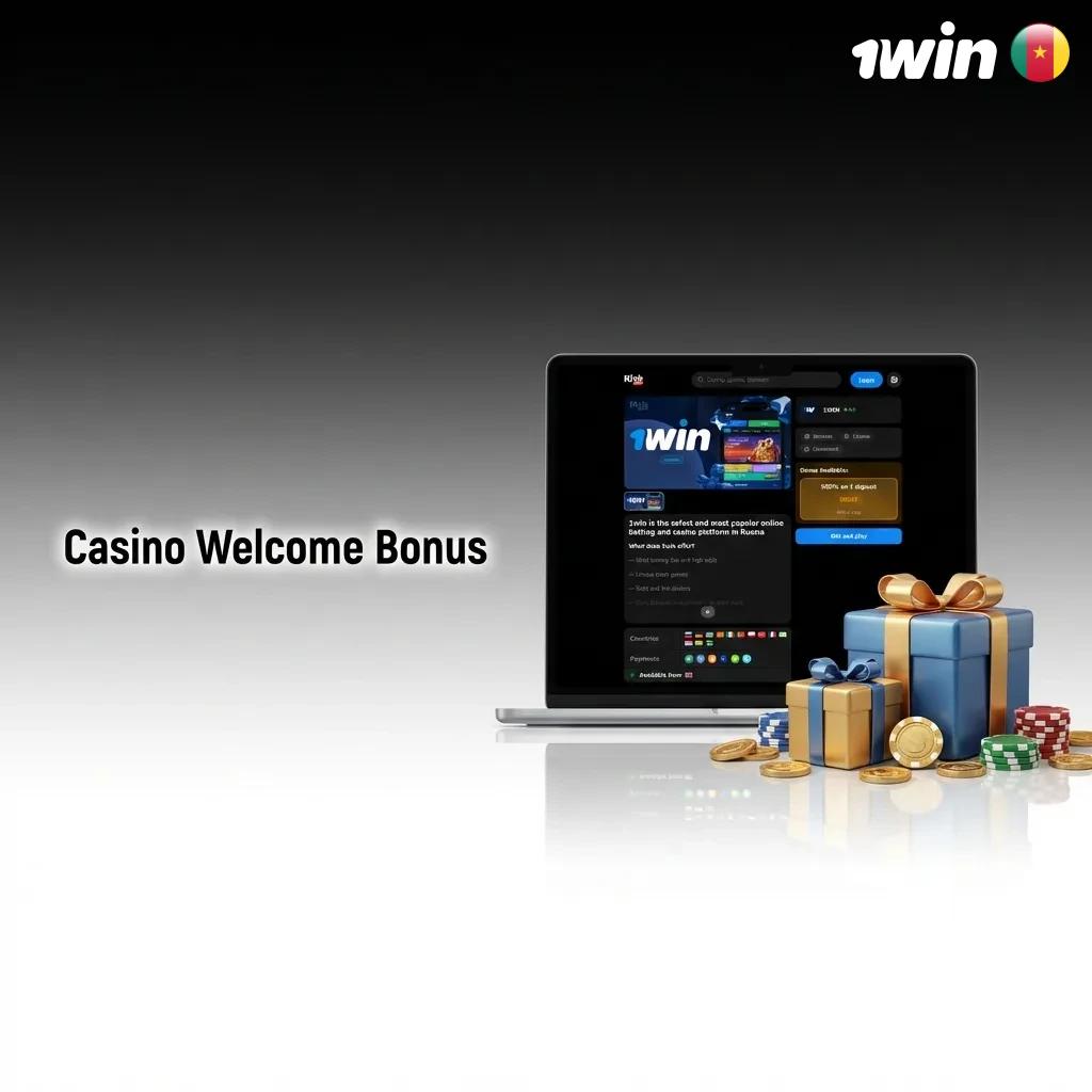 Casino welcome bonus offering up to 500% match on first four deposits with 30x wagering requirement on slots