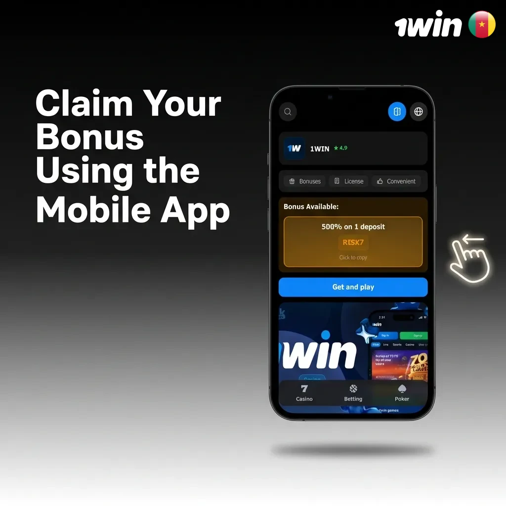 Mobile app registration screen showing bonus claim steps with deposit and account activation interface