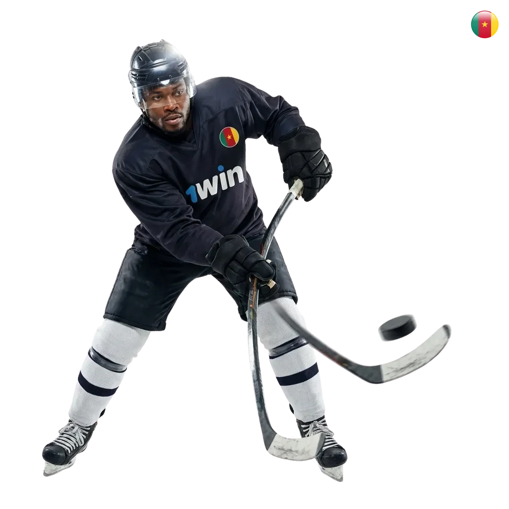 1win ice hockey betting interface showing NHL and KHL odds with live match statistics on mobile and desktop screens