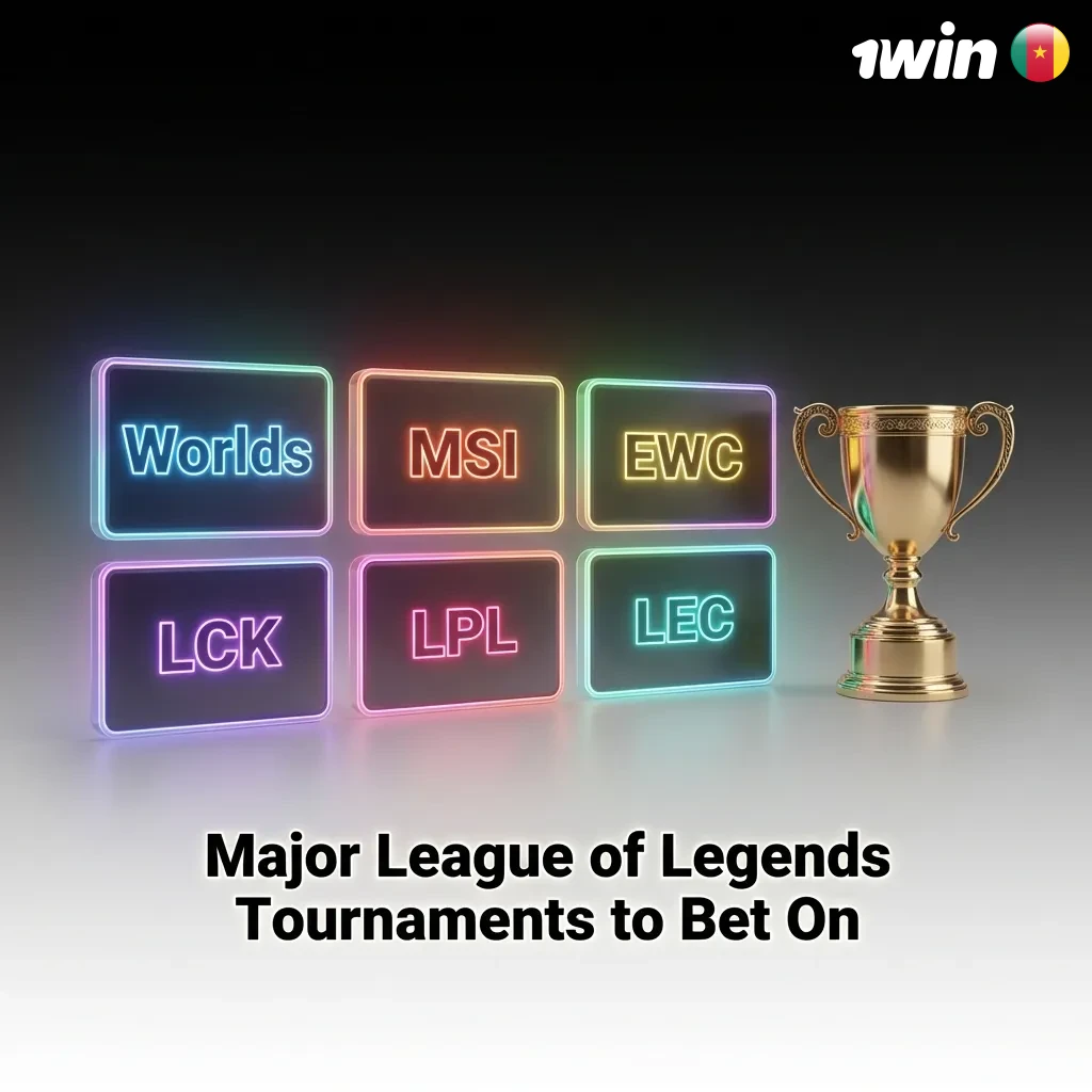 Major League of Legends tournaments including Worlds, MSI, and regional leagues LCK, LPL, and LEC for esports betting