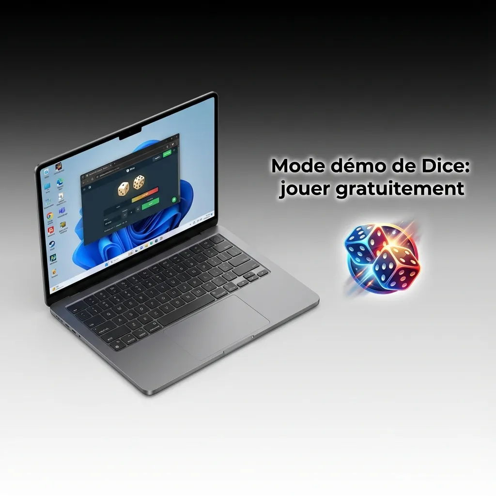 Écran du mode démo gratuit de Dice sur 1win: curseur, multiplicateurs, crédits virtuels; gains non retirables.