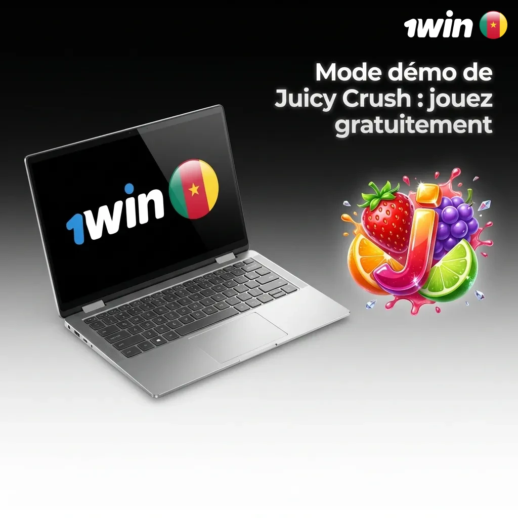 Juicy Crush demo mode interface showing free play with virtual credits on 1win platform