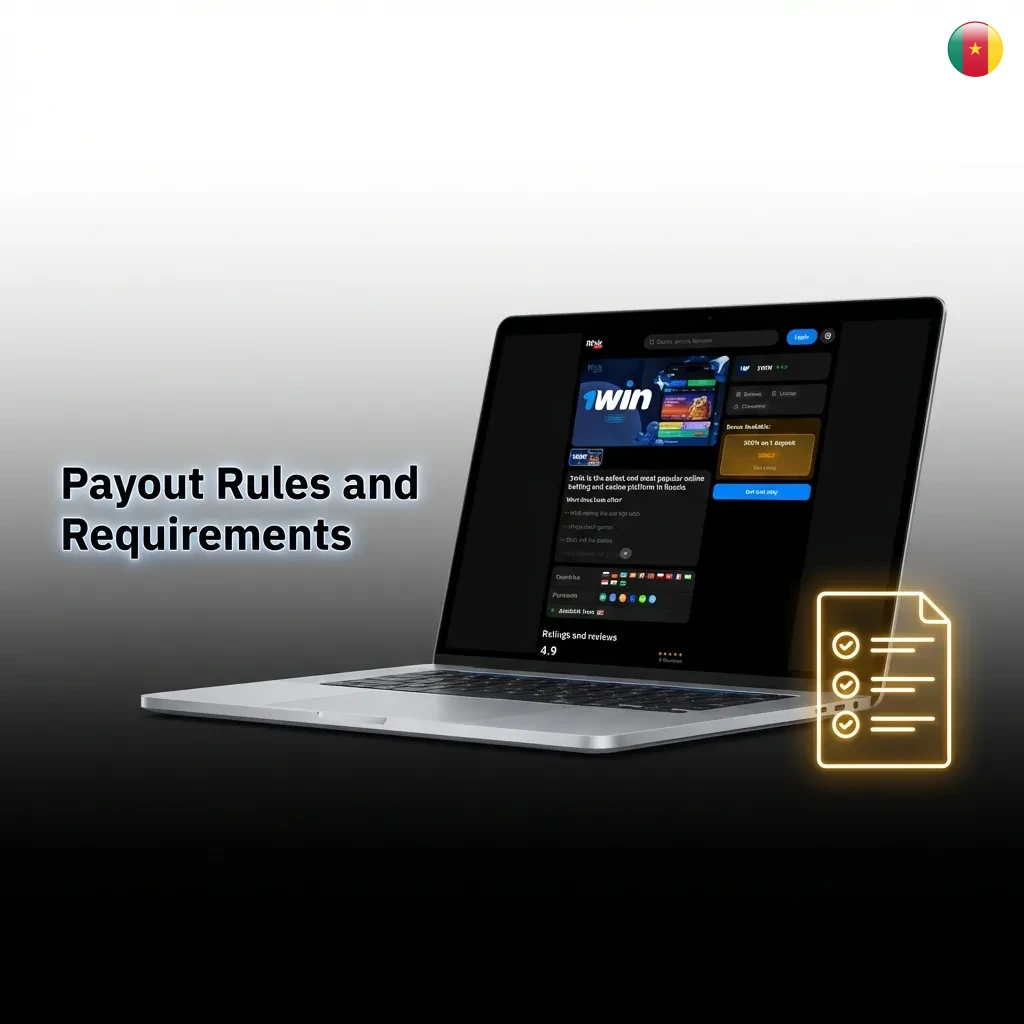 Checklist showing payout rules: verification, wagering, matching methods, balance thresholds, and transaction limits.