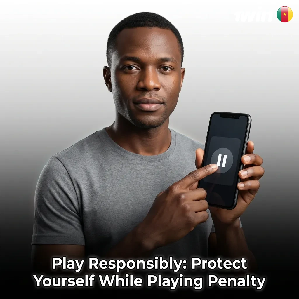 Person setting budget limits on smartphone while playing Penalty game responsibly at 1win casino