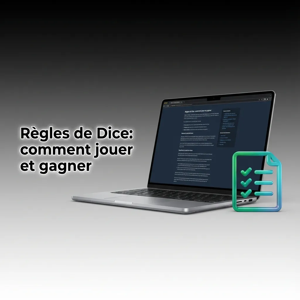 Règles de Dice: choisir un nombre, Sous/Sur, régler le curseur, miser et Parier; gains = mise x multiplicateur