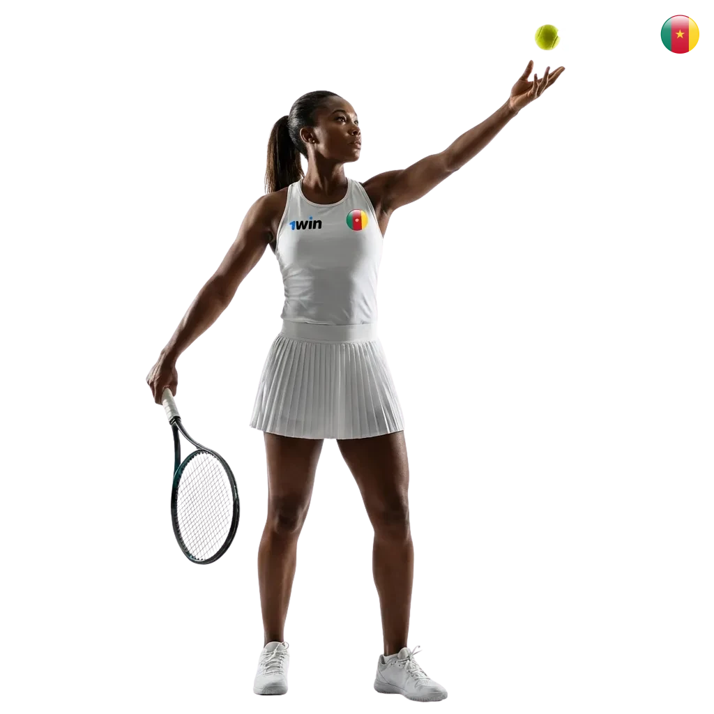 1win tennis betting platform showing ATP, WTA tournaments with live odds and welcome bonus for Cameroon users