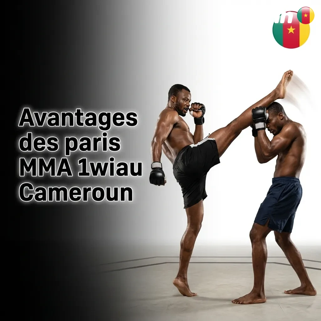 1win MMA betting interface showing live odds, bet slip, and mobile money payment options for Cameroon users