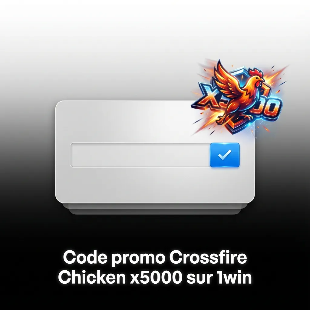 Bannière promo 1win pour Crossfire Chicken x5000, code POULET500 à saisir à l’inscription ou dans Profil > Bonus.