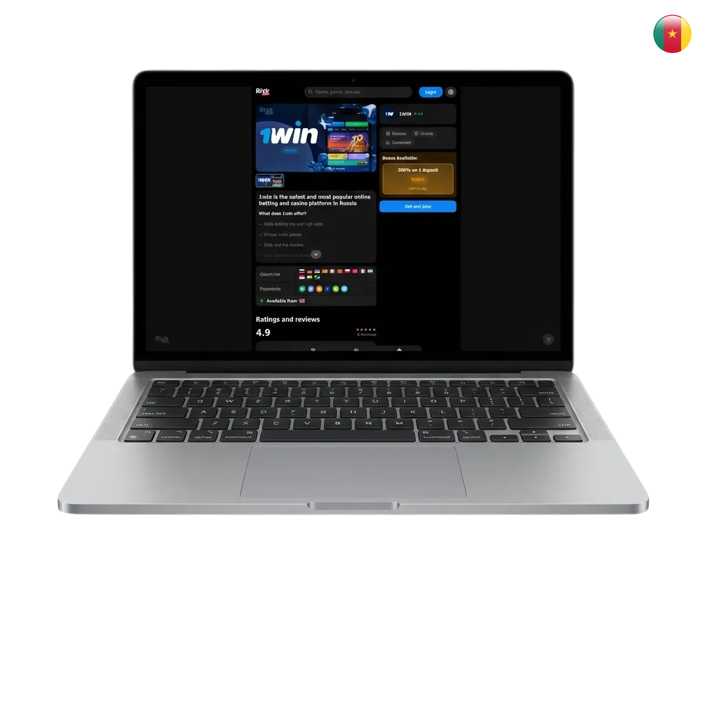 1win desktop app interface showing casino games, roulette, and slots on Windows and macOS computers