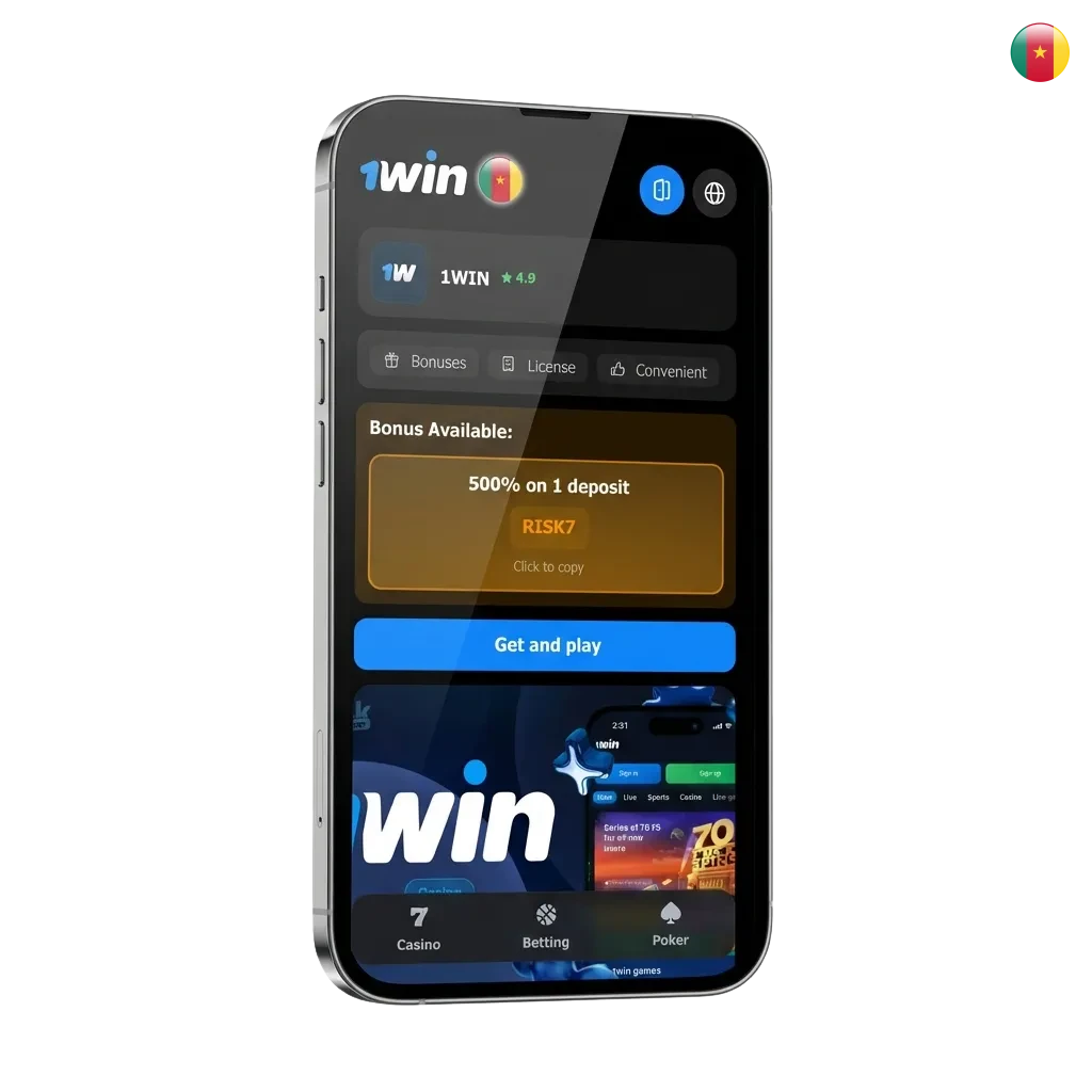 1win mobile app download page showing Android APK and iOS options for sports betting and casino games