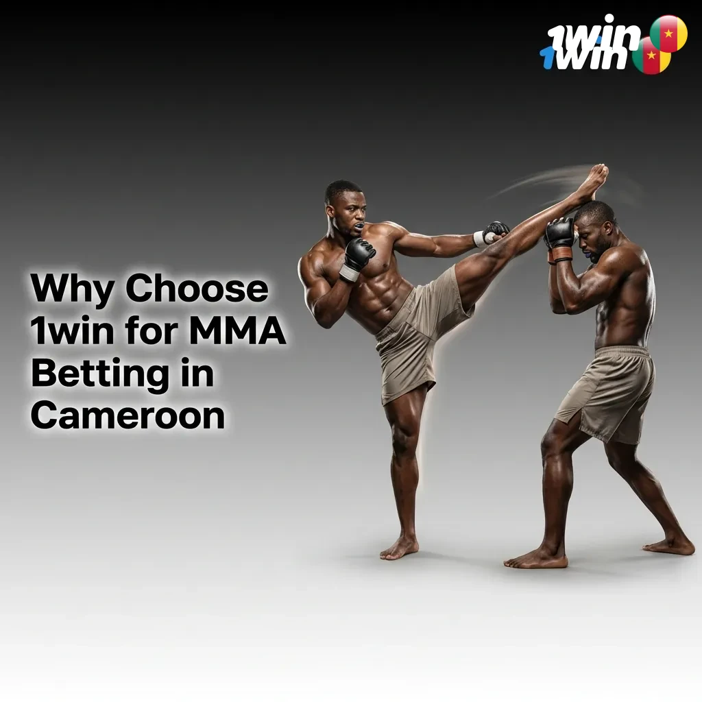 1win MMA betting interface showing live odds, mobile money options, and fighter statistics for Cameroon bettors